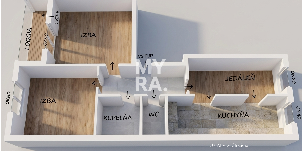 2-izbový byt, 63 m2 s loggiou v príjemnej časti Ťahanoviec