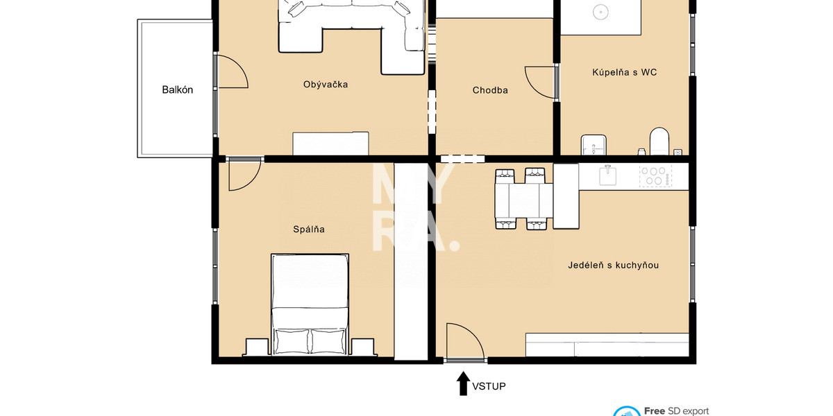 NA PRENÁJOM / 2-izbový byt, 55 m2, ul. Wolkerova, Prešov