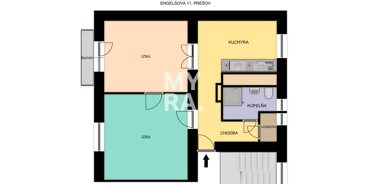 Predaj 2-izbového bytu v Prešove, Sídl. II, ul. Engelsova