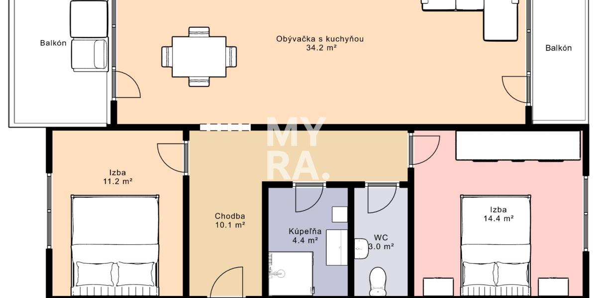 PREDAJ / 3-izbový apartmán 83 m2 s dvoma balkónmi/ Vysoké Tatry / ZMENA CENY !!