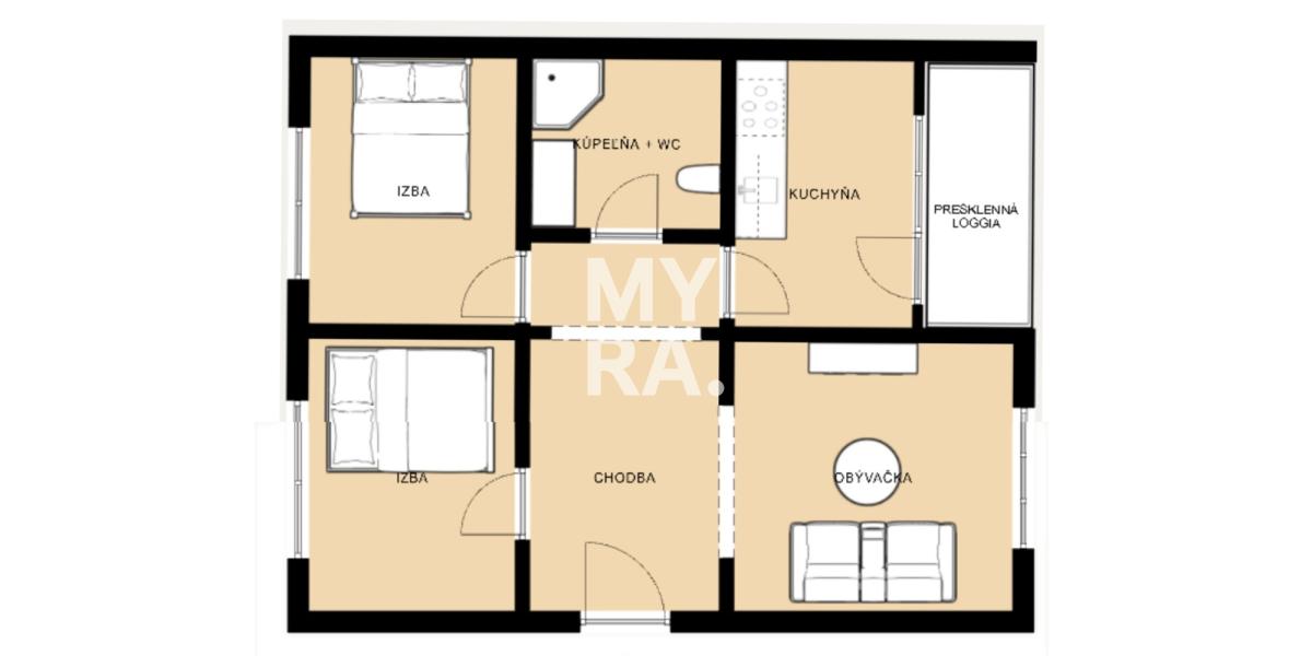 Prenájom 3-izb. bytu s loggiou – Košice KVP, Dénešová