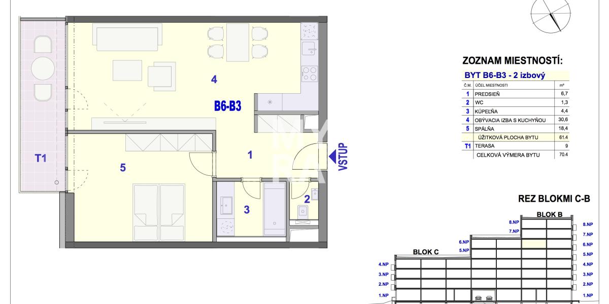 2-izbový byt B6-B3 v Bytovom komplexe Ipeľská