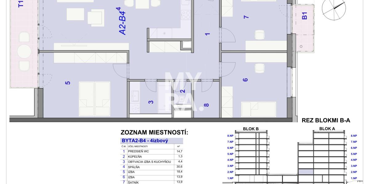 4 izbový byt, terasa a balkón, 112 m2, sídlisko Terasa