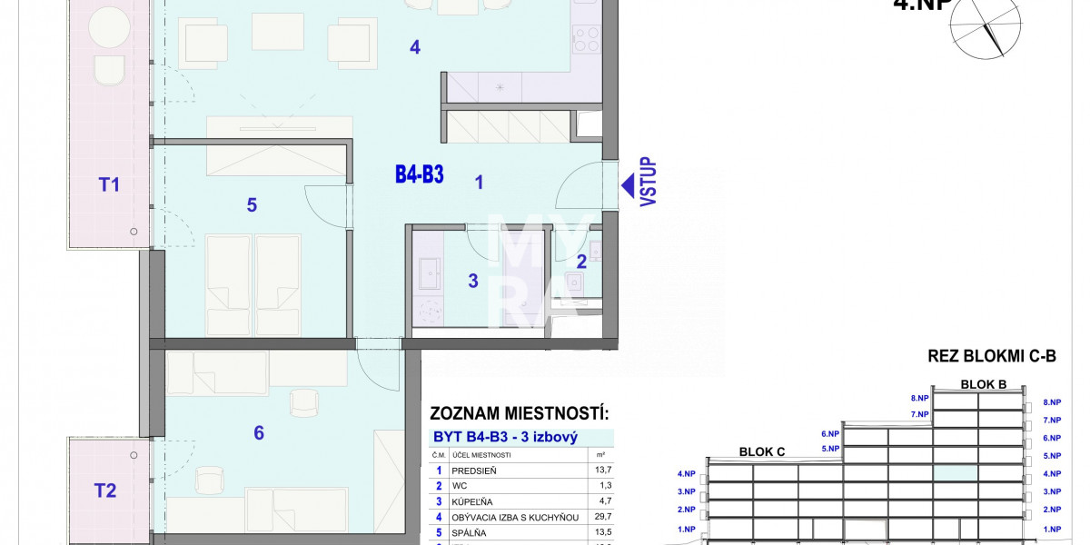3 izbový byt -  BYTOVÝ DOM IPEĽSKÁ - NOVOSTAVBA