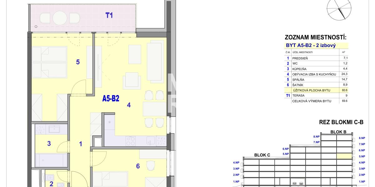 3 izbový byt -  BYTOVÝ DOM IPEĽSKÁ - NOVOSTAVBA