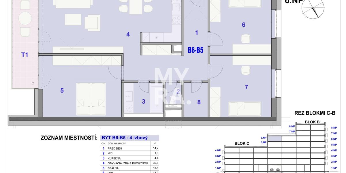 4 izbový byt, 109,20m2 -  BYTOVÝ DOM IPEĽSKÁ - NOVOSTAVBA