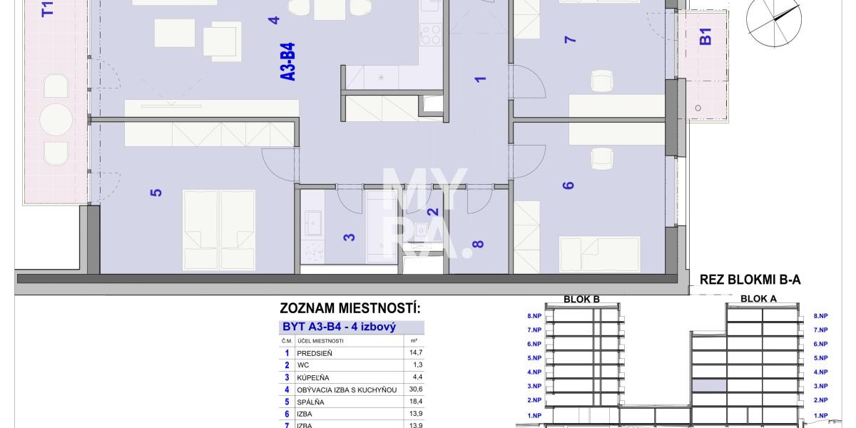 4 izbový byt, 111,90m2 -  BYTOVÝ DOM IPEĽSKÁ - NOVOSTAVBA