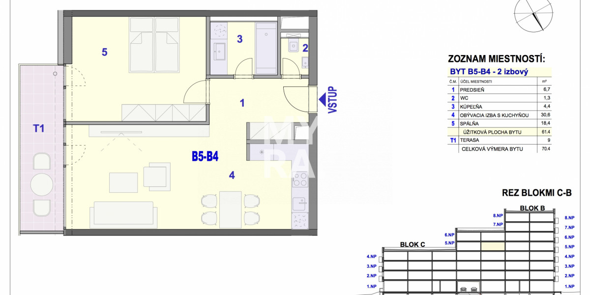 2-izbový byt B5-B4 v Bytovom komplexe Ipeľská