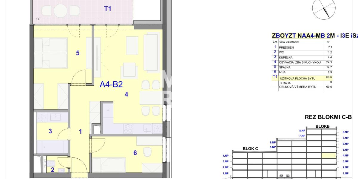 3 izbový byt s terasou v novostavbe na sídlisku Terasa pri Nemocnici
