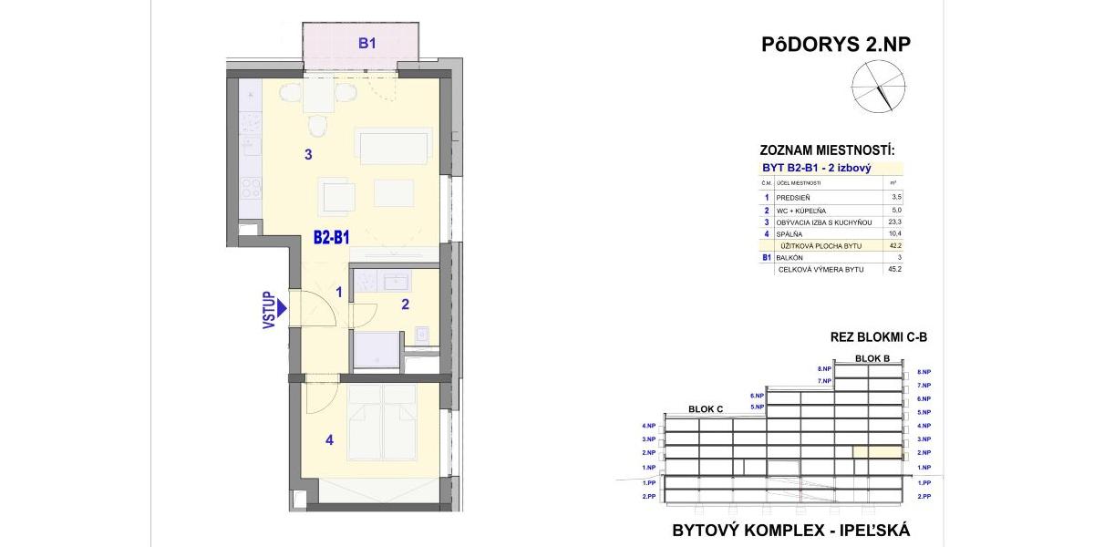 REZERVOVANÉ - 2 izbový byt - BYTOVÝ DOM IPEĽSKÁ - NOVOSTAVBA