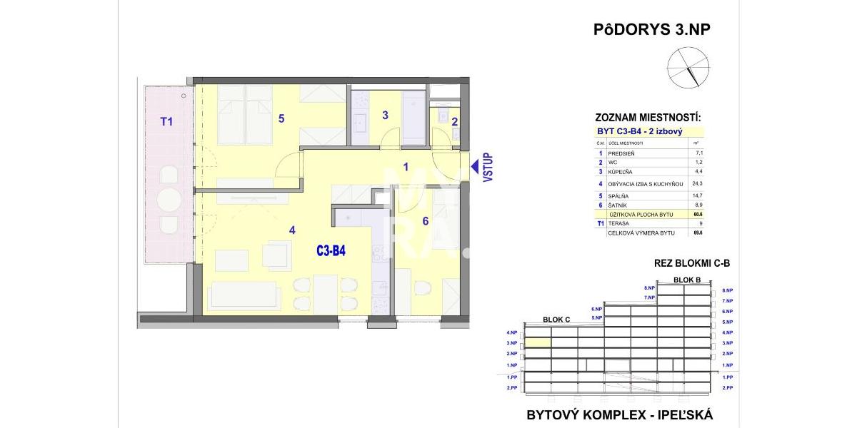 REZERVOVANÉ - 2 izbový byt -  BYTOVÝ DOM IPEĽSKÁ - NOVOSTAVBA