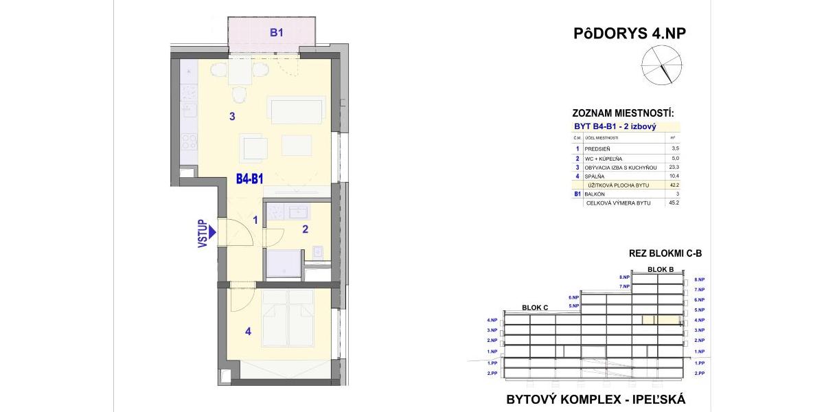 REZERVOVANÉ - 2 izbový byt - BYTOVÝ DOM IPEĽSKÁ - NOVOSTAVBA