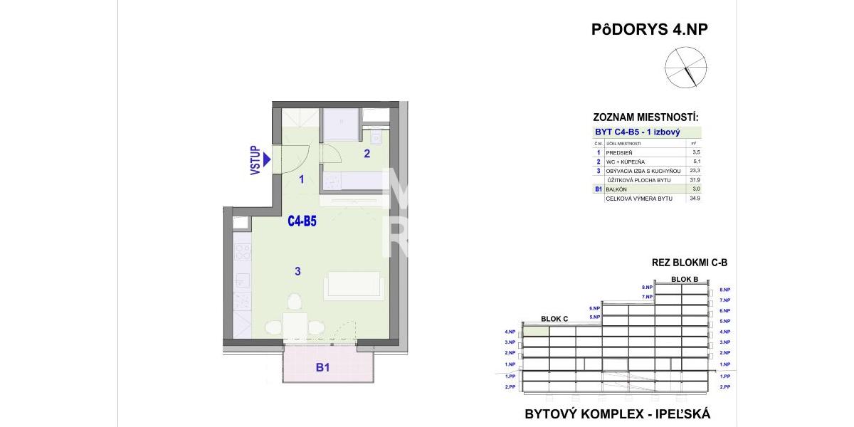REZERVOVANÉ - 1 izbový byt - BYTOVÝ DOM IPEĽSKÁ - NOVOSTAVBA