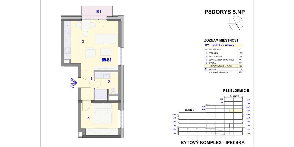 REZERVOVANÉ - 2 izbový byt - BYTOVÝ DOM IPEĽSKÁ - NOVOSTAVBA