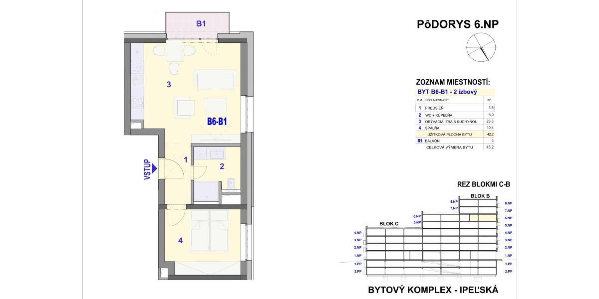 REZERVOVANÉ - 2 izbový byt - BYTOVÝ DOM IPEĽSKÁ - NOVOSTAVBA