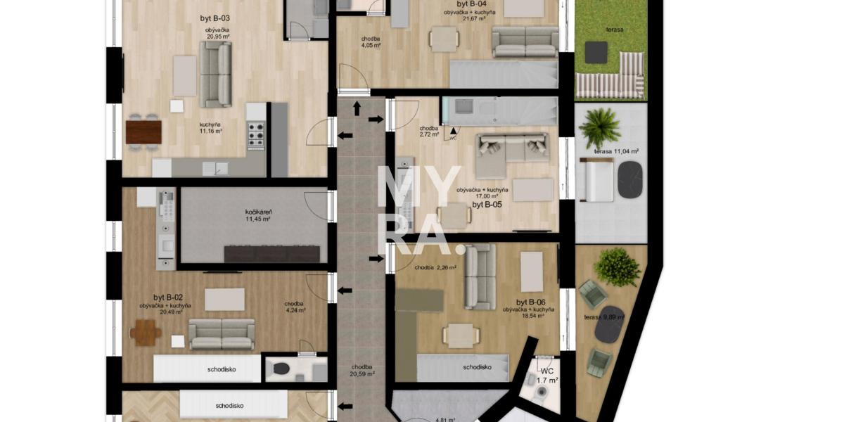 Byty nad Pasážou – nové mezonetové byty v centre / Lipany