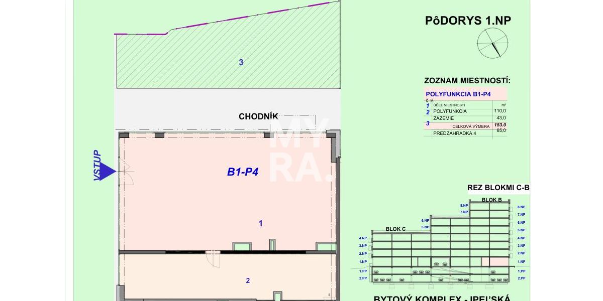 Nebytový priestor na sídlisku Terasa blízko Univerzitnej nemocnice, prízemie, 153 m2, novostavba