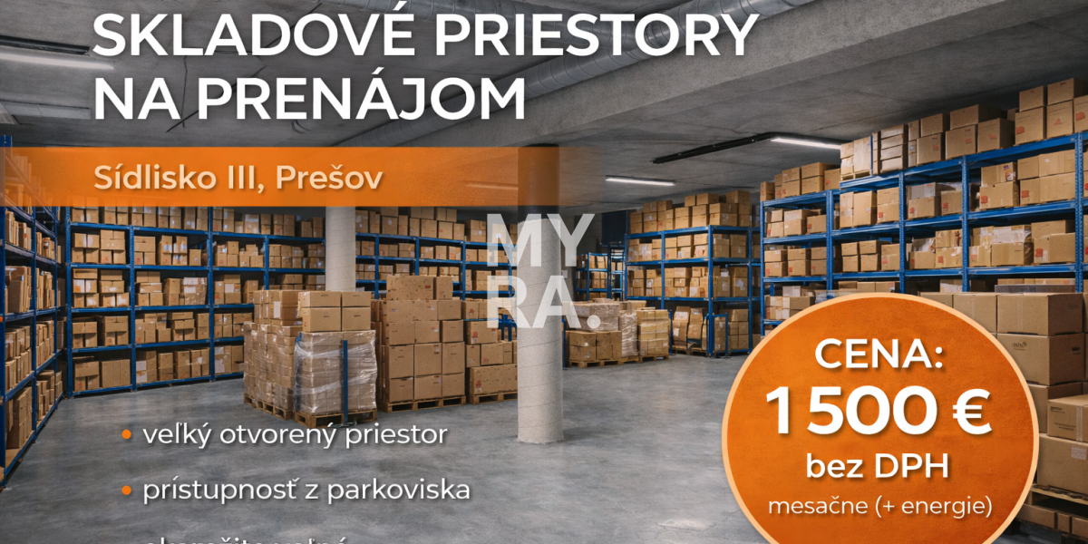 NA PRENÁJOM – skladový priestor 424 m², Prešov