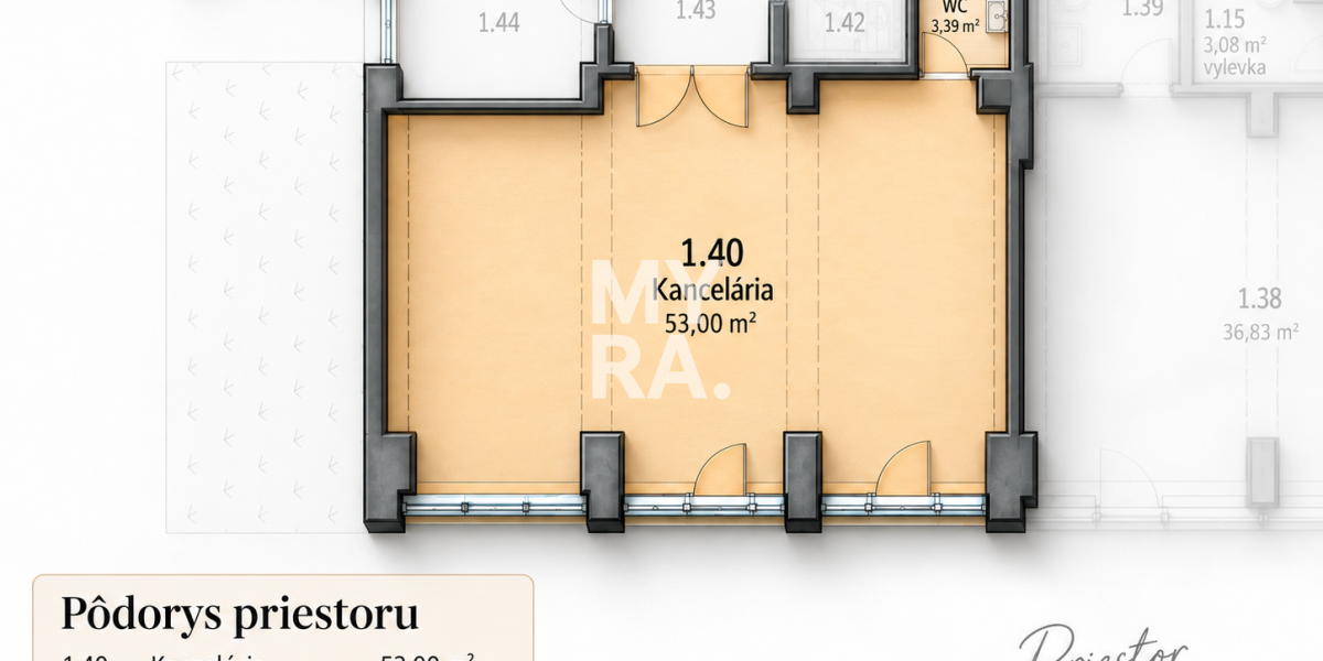 Kancelársky priestor 56 m²  – pri autobusovej stanici v Prešove