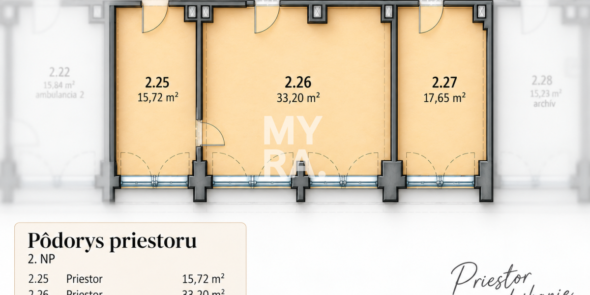 Priestory pre ambulanciu 66,57 m² – klimatizácia, výťah, Prešov