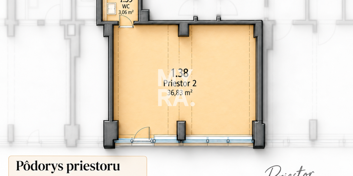 Obchodný / kancelársky priestor 39,89 m² – Masarykova, Prešov