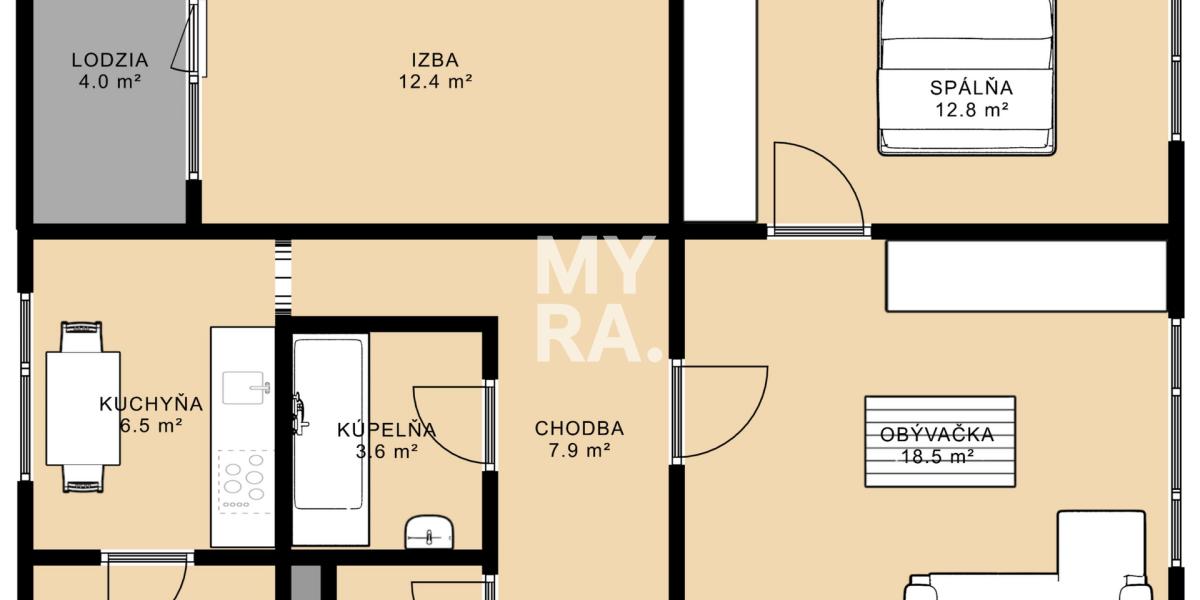 PRENÁJOM / 3 izbový byt, 72 m2 s loggiou /  ul. Magurská v Prešove