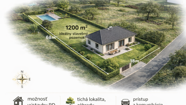 Stavebný pozemok 1200 m² – Medzany, okr. Prešov