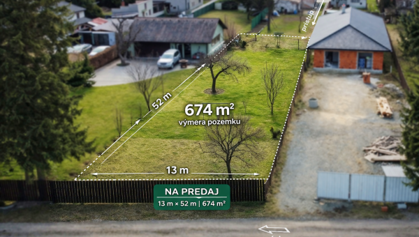 Stavebný pozemok 674 m², IS, optika, prístup – Nižná Šebastová