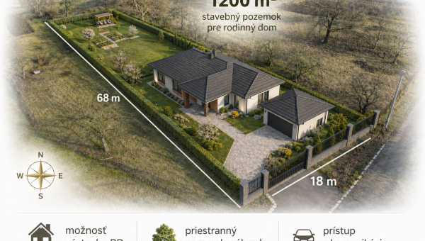 Stavebný pozemok 1200 m² – Medzany, okr. Prešov