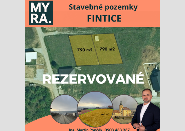 REZERVOVANÉ !!  Stavebný pozemok / 790 m2 / Fintice